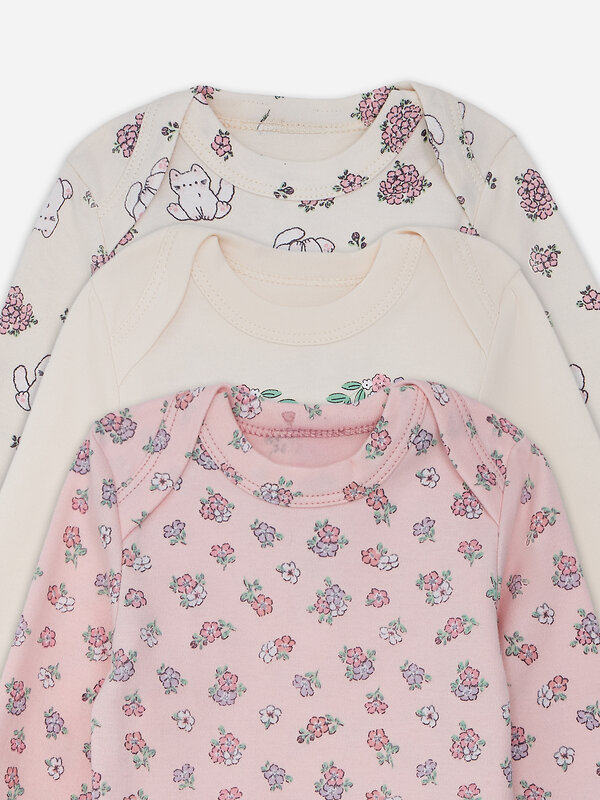 MARK FORMELLE Боди детское 580418 13016-3 молочный +котики с цветами на молочном +цветочки на розовом