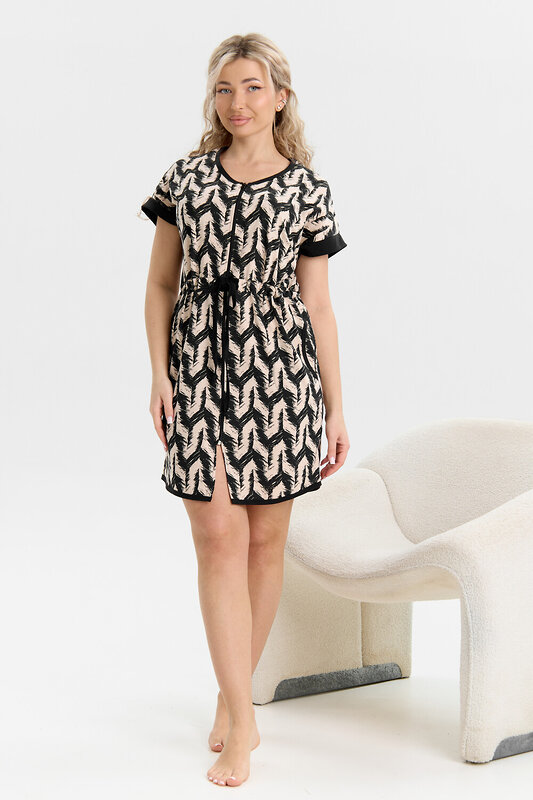 Натали Халат 580596 36998 черно-бежевый