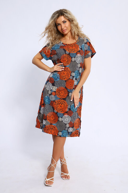 Натали Платье 580603 13232 син,сер,оранж