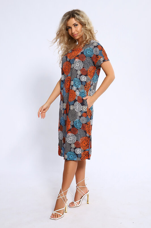 Натали Платье 580603 13232 син,сер,оранж