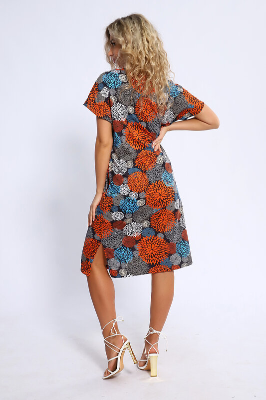 Натали Платье 580603 13232 син,сер,оранж