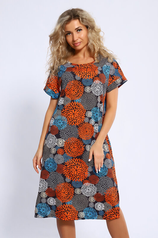 Натали Платье 580603 13232 син,сер,оранж