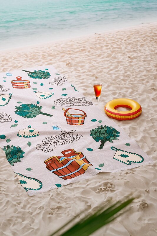 Натали Полотенце 580711 Полотенце банное Поддай жару серый+бежевый