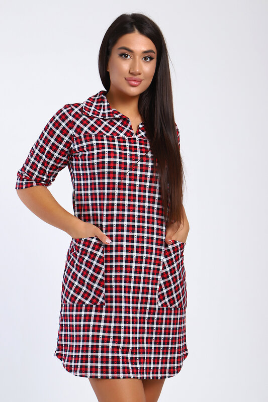 Натали Туника 580714 85027 клетка красная