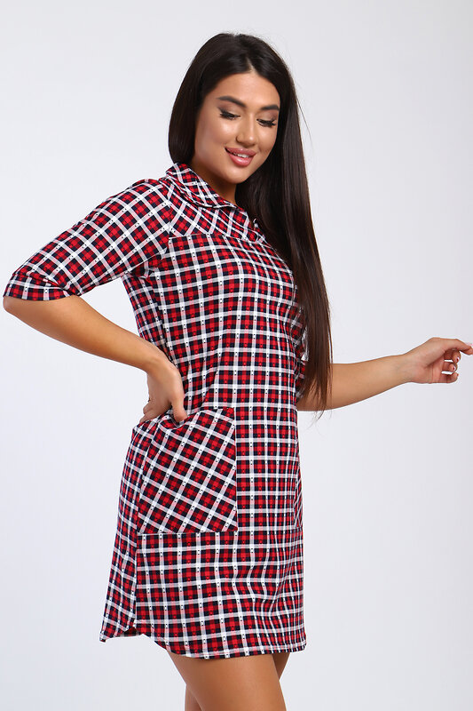 Натали Туника 580714 85027 клетка красная