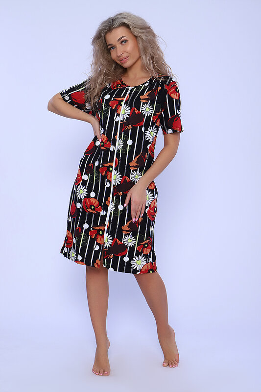 Натали Халат 580845 59204 черно-красный