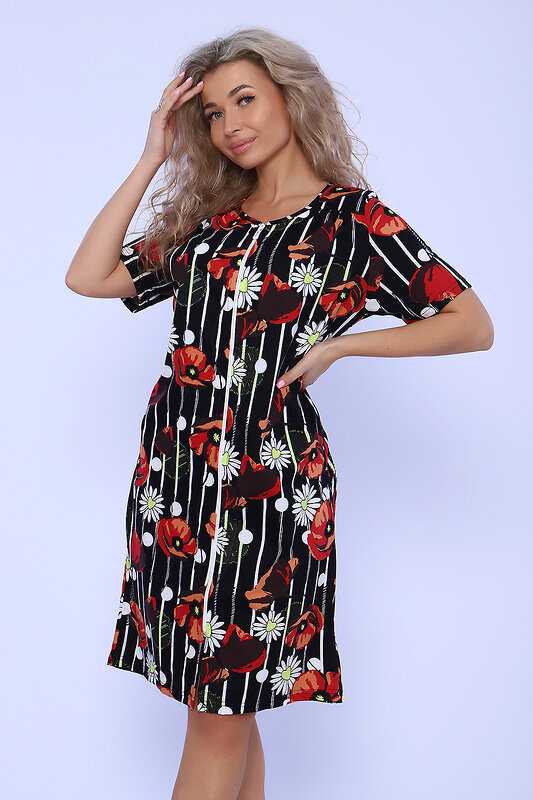 Натали Халат 580845 59204 черно-красный