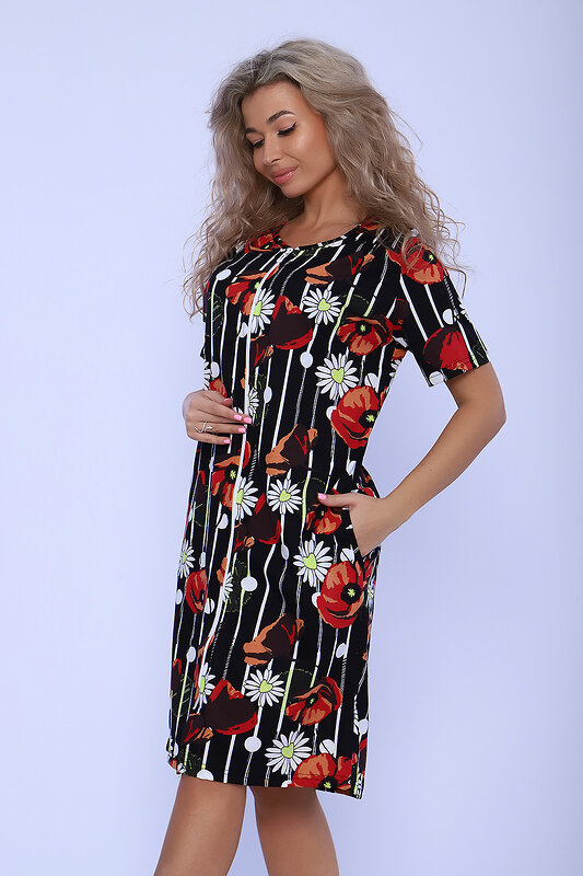 Натали Халат 580845 59204 черно-красный