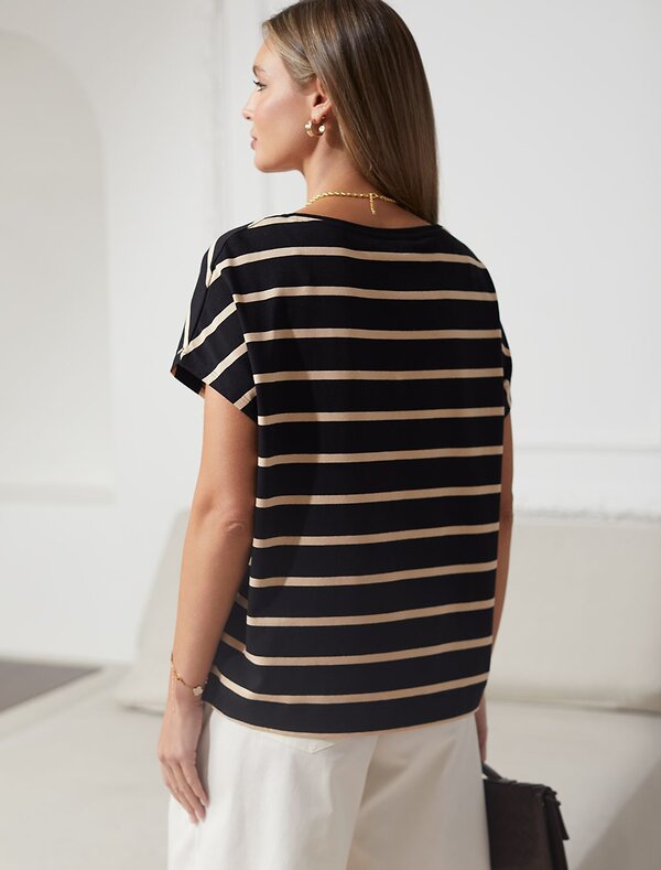 VILATTE Футболка 580909 D49.100 черный-бежевый