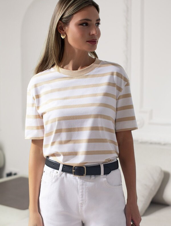 VILATTE Футболка 580916 D49.145 белый-бежевый