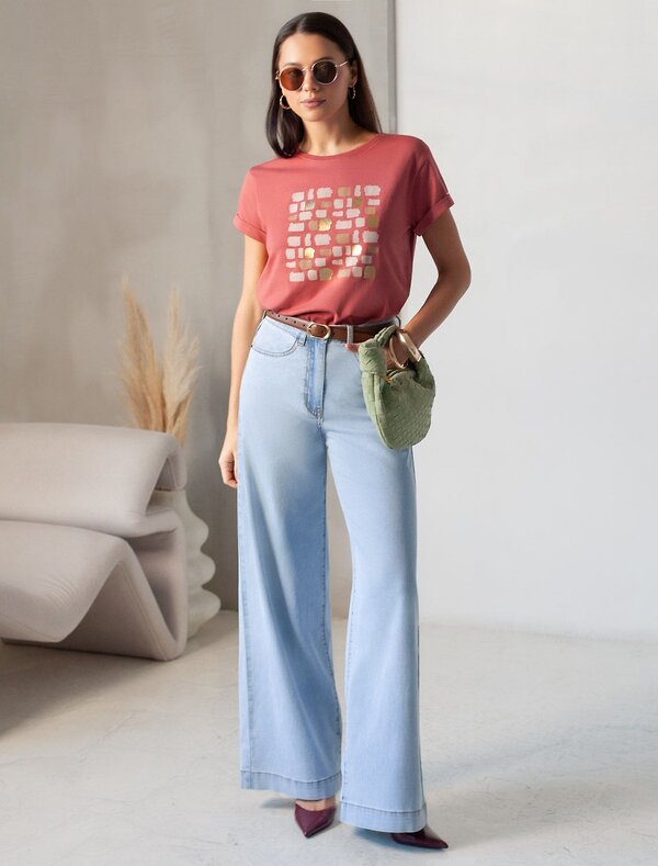 VILATTE Футболка 580928 D49.146 т.коралл_блики