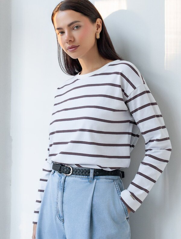 VILATTE Джемпер 580929 D49.148 белый-кофе