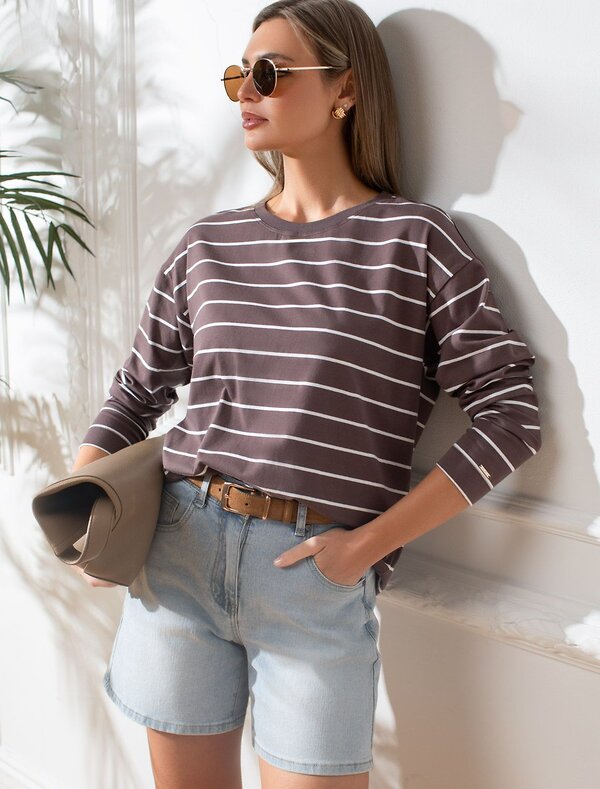 VILATTE Джемпер 580932 D49.148 кофе-белый