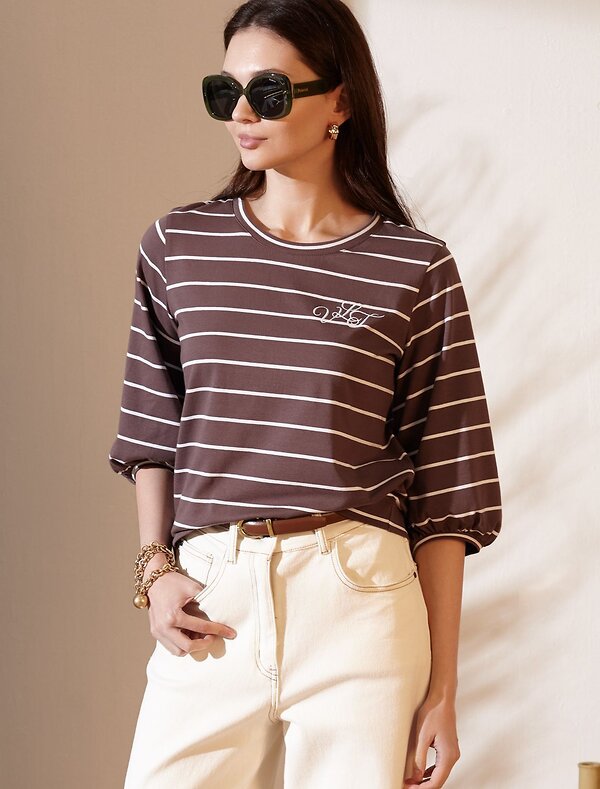 VILATTE Джемпер 580938 D49.149 кофе-белый