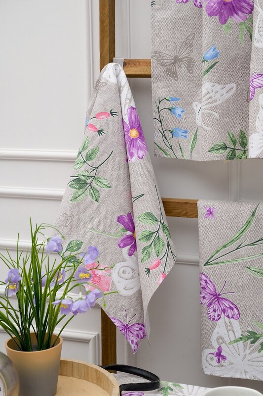 Натали Полотенце 581093 Набор полотенец Бабочки и цветы серый