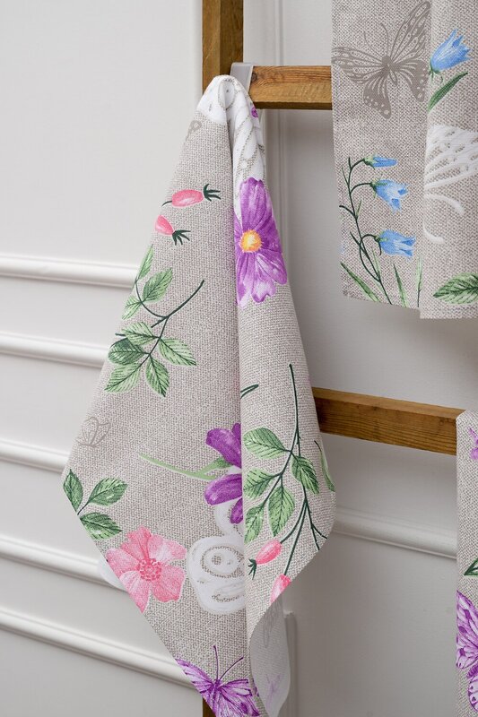 Натали Полотенце 581093 Набор полотенец Бабочки и цветы серый