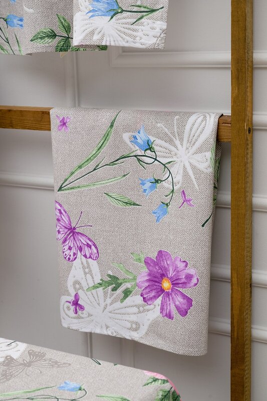 Натали Полотенце 581093 Набор полотенец Бабочки и цветы серый