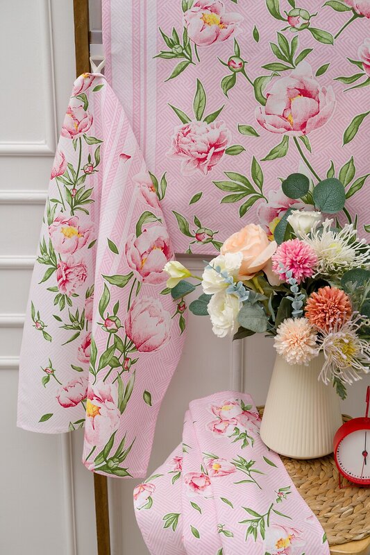 Натали Полотенце 581094 Набор кухонных полотенец Пионы розовый