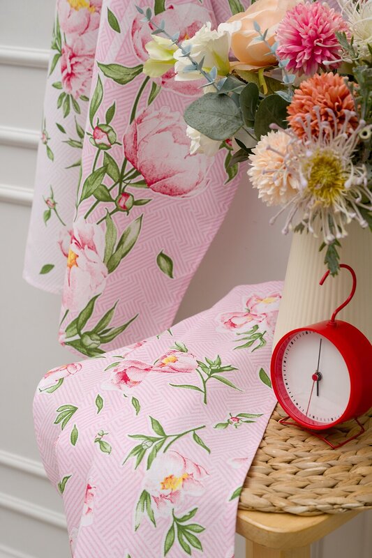 Натали Полотенце 581094 Набор кухонных полотенец Пионы розовый