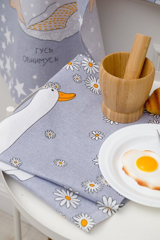Натали Полотенце 581098 Набор кухонных полотенец Гусь обнимусь серый