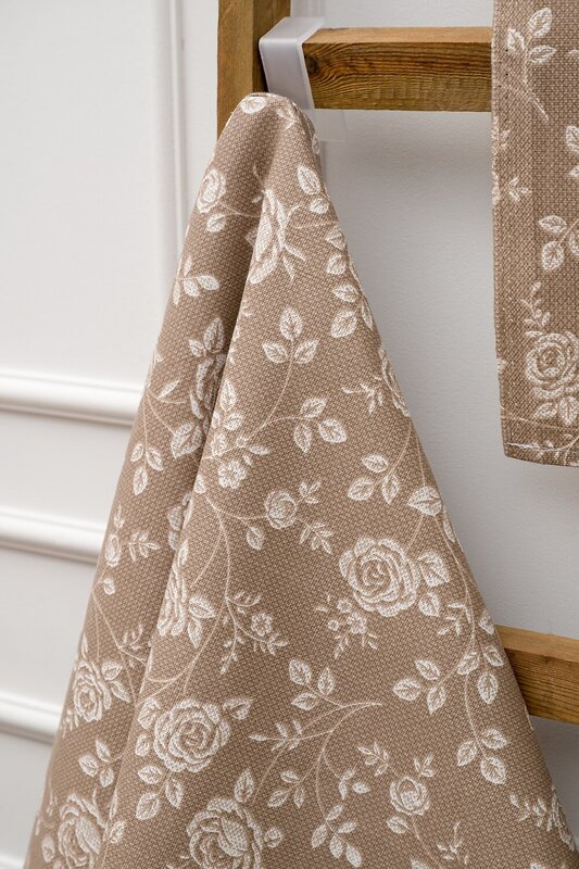 Натали Полотенце 581100 Полотенце кухонное Розы на льне коричневый