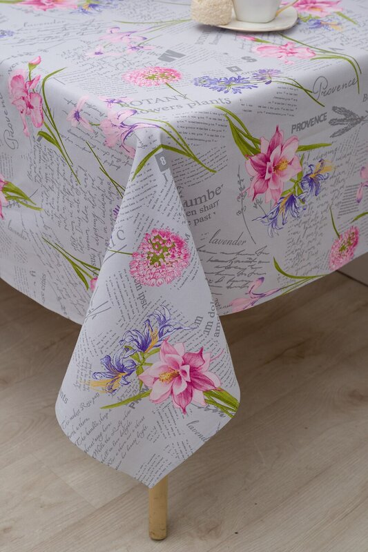 Натали Скатерть 581114 Скатерть Цветы и письма серо-голубой