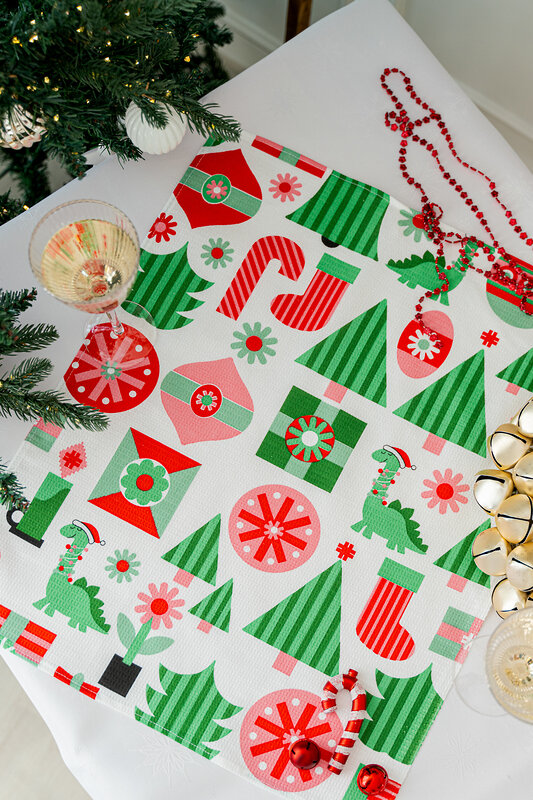 Натали Полотенце 581117 Набор кухонных полотенец Новогодняя мозайка зеленый