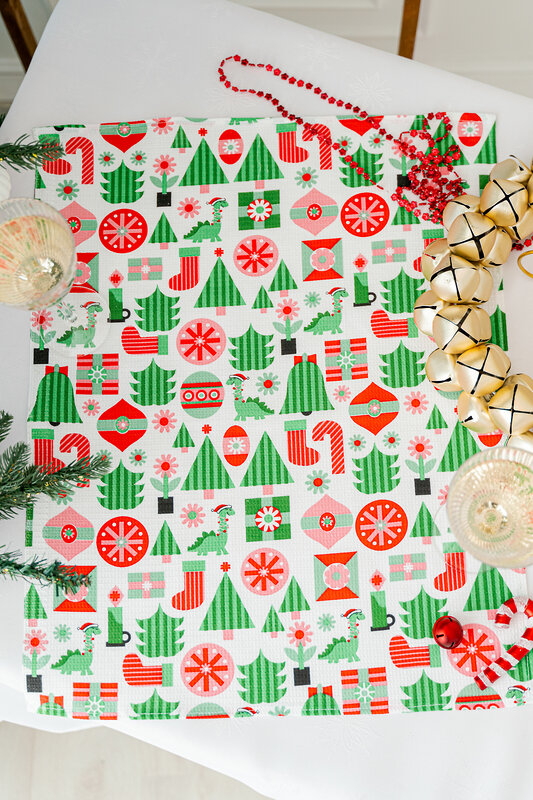 Натали Полотенце 581117 Набор кухонных полотенец Новогодняя мозайка зеленый