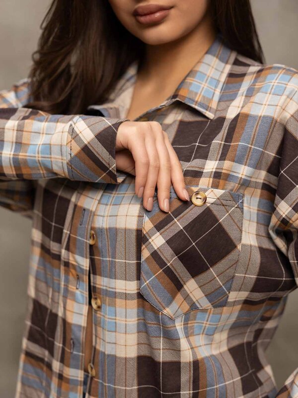 Текс-плюс Рубашка 581535 00-00246633 Голубой, коричневый