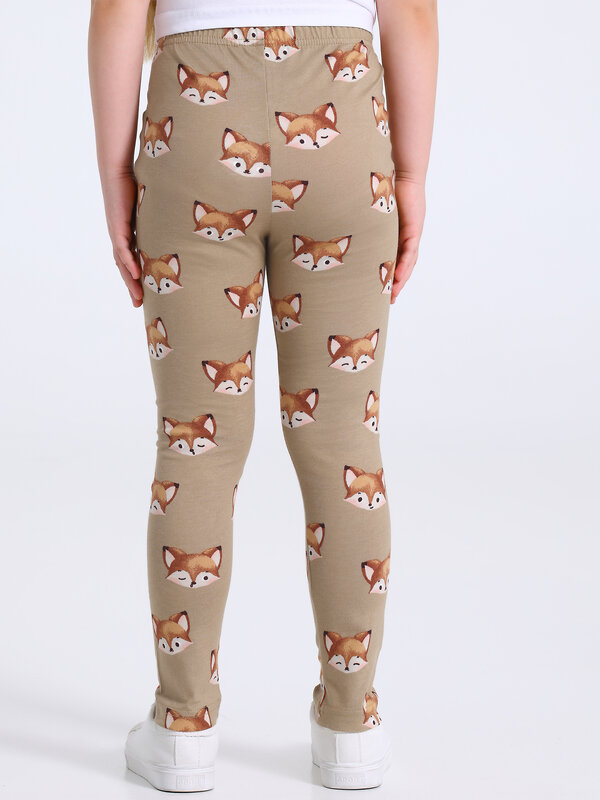 Апрель Легинсы 581662 2ДРЛ5641001н лисички на темно-бежевом+темно-бирюзовый леопард на бирюзовом