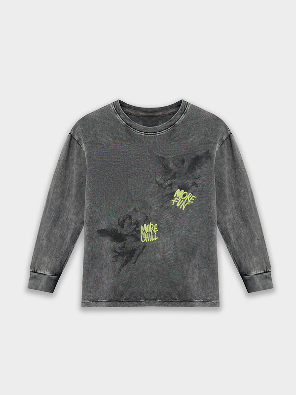 MARK FORMELLE Лонгслив 581704 123434/1 ACID WASH графит +печать