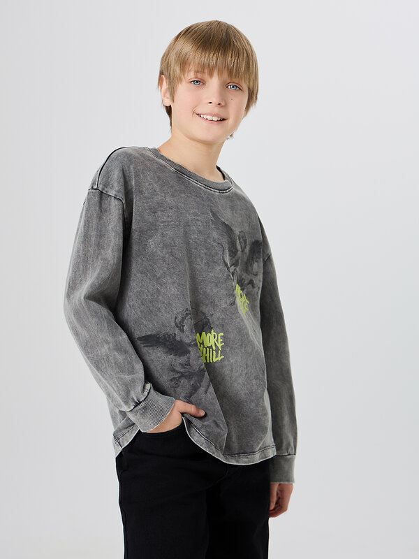 MARK FORMELLE Лонгслив 581704 123434/1 ACID WASH графит +печать