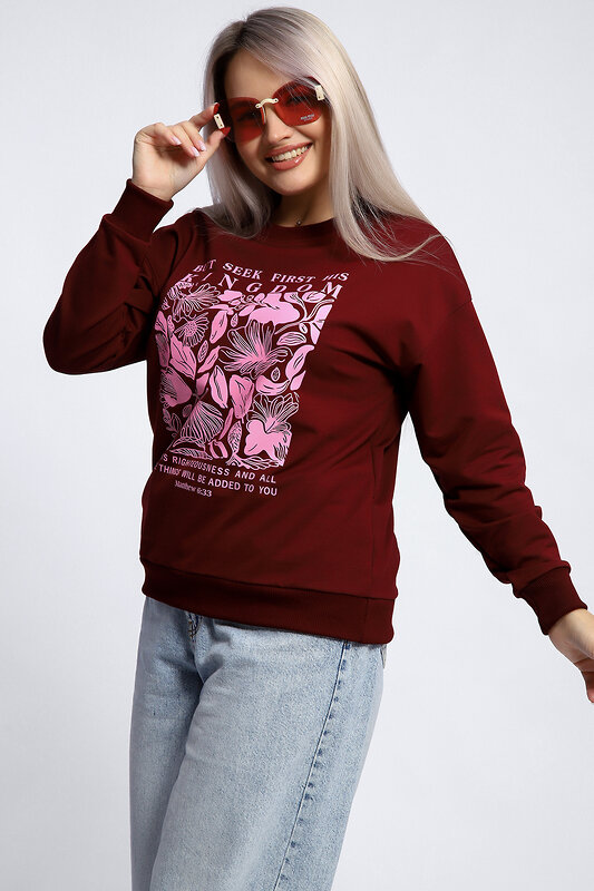 Натали Толстовка 581923 80047 бордовый