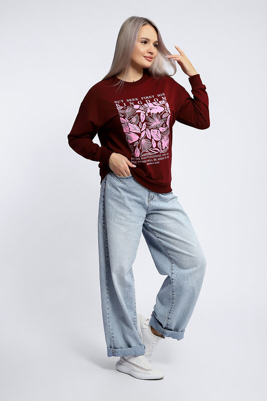 Натали Толстовка 581923 80047 бордовый