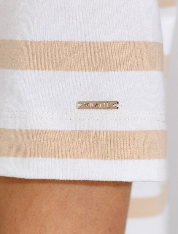 VILATTE Футболка 581998 D49.145 белый-бежевый_листья