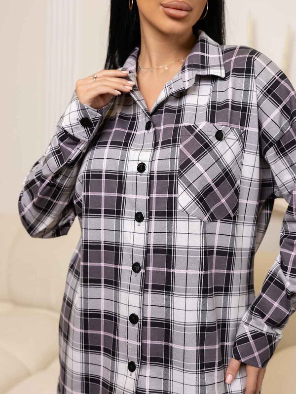 Текс-плюс Рубашка 582135 00-00246639 Розовый, серый