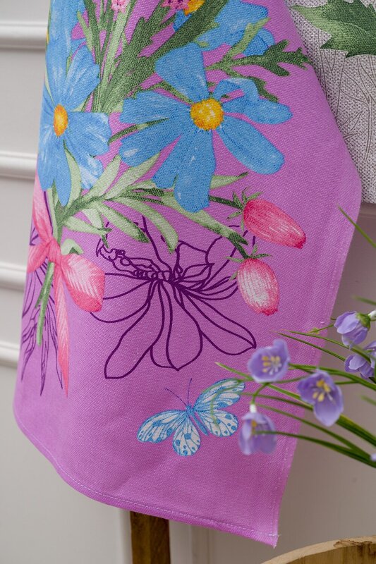 Натали Полотенце 582346 Полотенце Бабочки и цветы купон серый