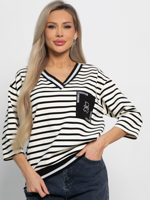 LT Collection Блуза 582542 Б15131-18М молочный, черный