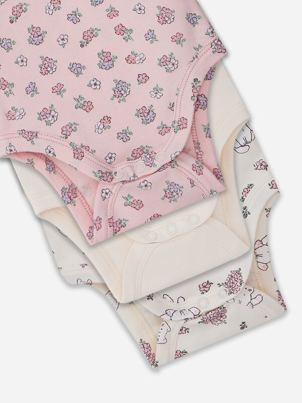 MARK FORMELLE Боди детское 582594 13016-1-3 молочный +котики с цветами на молочном +цветочки на розовом