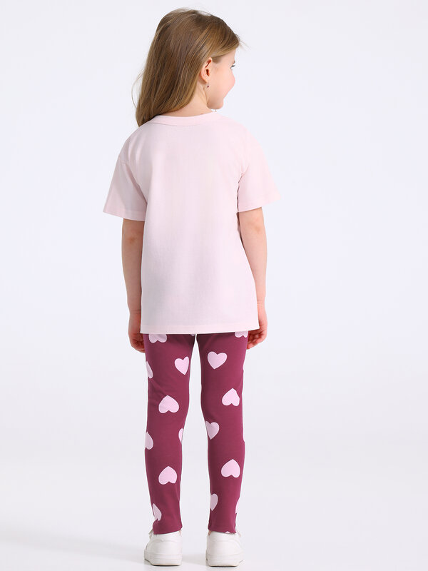 Апрель Комплект 583081 2ДДР5705001н нежно-розовый+светло-розовые сердца на бордовом / Тедди с короной