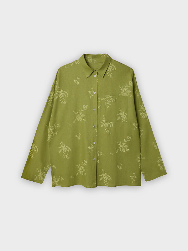 MARK FORMELLE Рубашка 583306 502985-1 цветы на оливковом