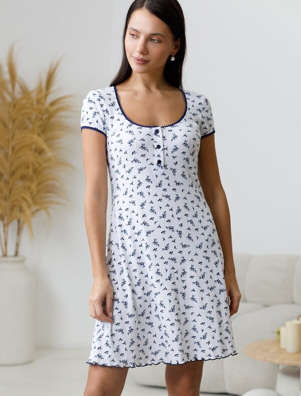 VILATTE Платье 583363 D42.119 белый-т.синий цветы