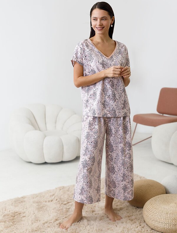 VILATTE Брюки 583394 D44.162 кофейно-пудровый питон