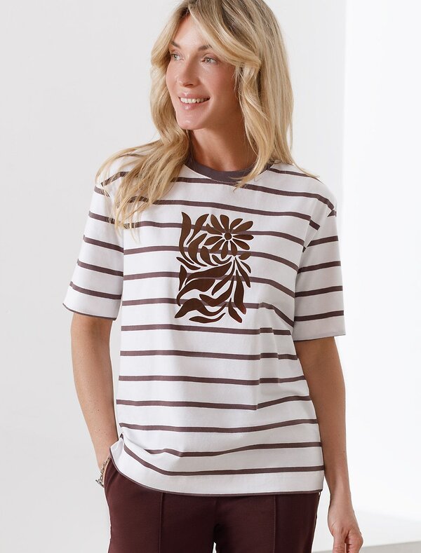 VILATTE Футболка 583413 D49.145 белый-кофе_цветок