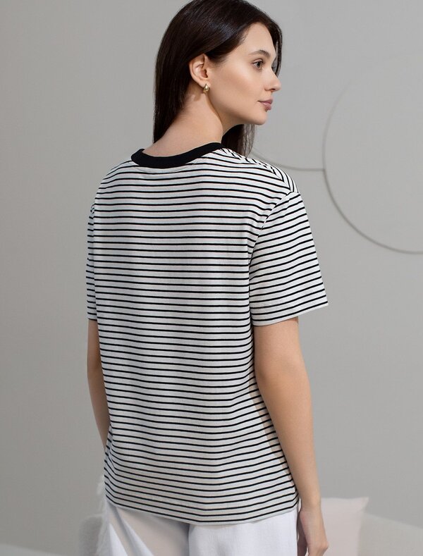 VILATTE Футболка 583415 D49.145 белый-черный_перо