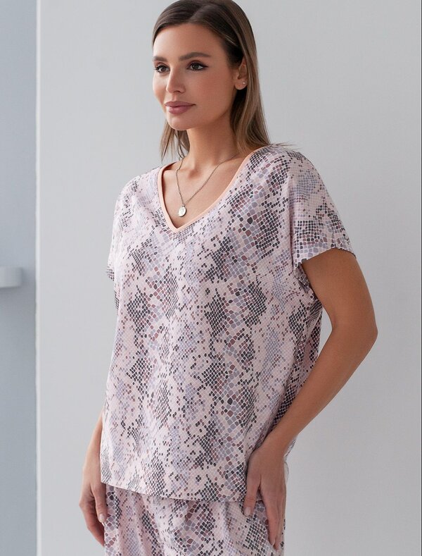 VILATTE Футболка 583437 D49.153 кофейно-пудровый питон