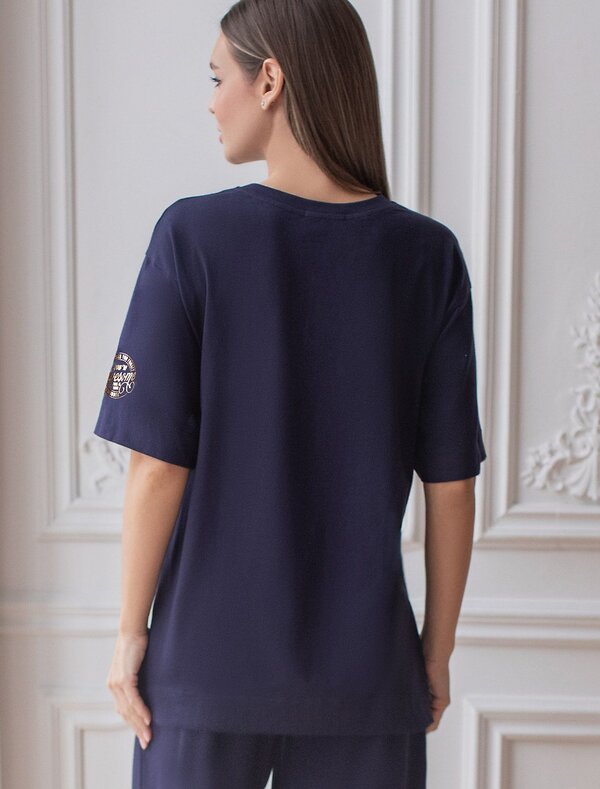 VILATTE Футболка 583447 D49.157 т.синий_awesome