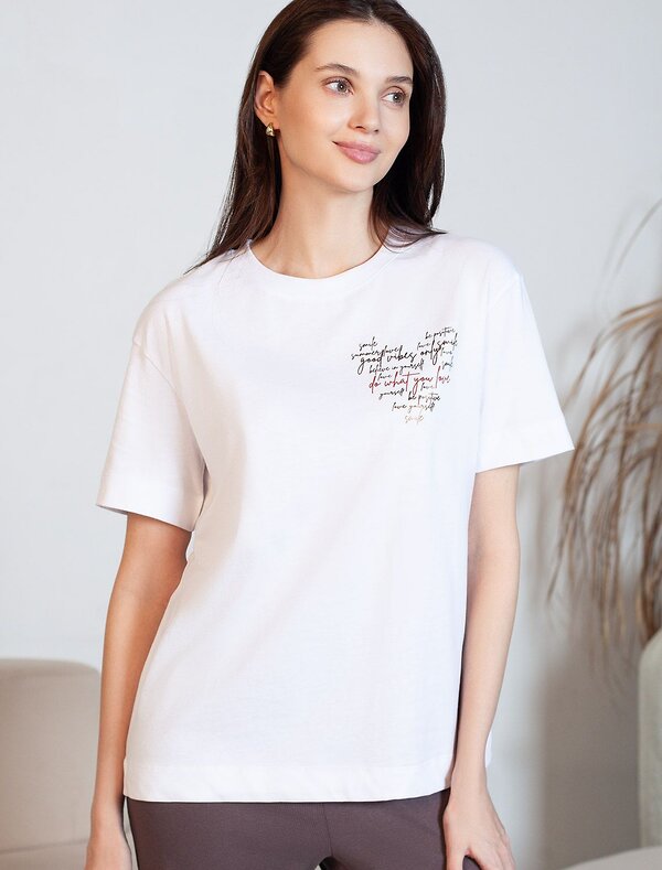 VILATTE Футболка 583449 D49.158 белый_love