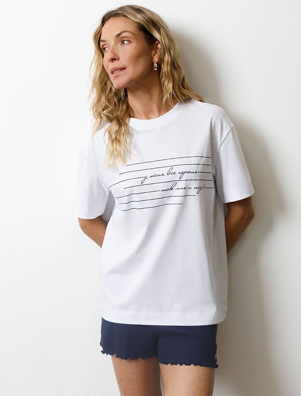 VILATTE Футболка 583450 D49.158 белый_все_хорошо