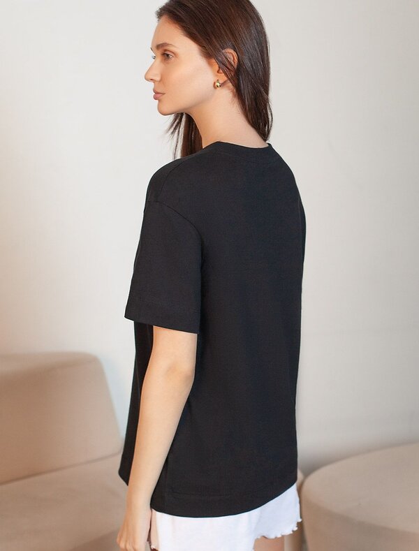 VILATTE Футболка 583462 D49.158 черный_тропики